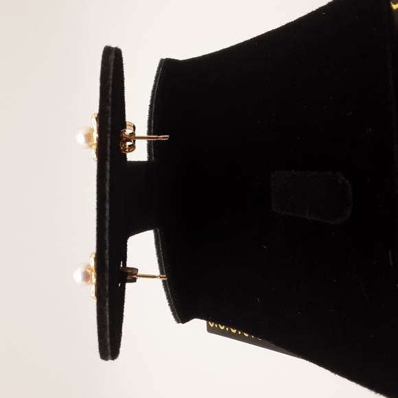 10K Yellow and White Gold Pearl Earrings - Picture 13 of 14